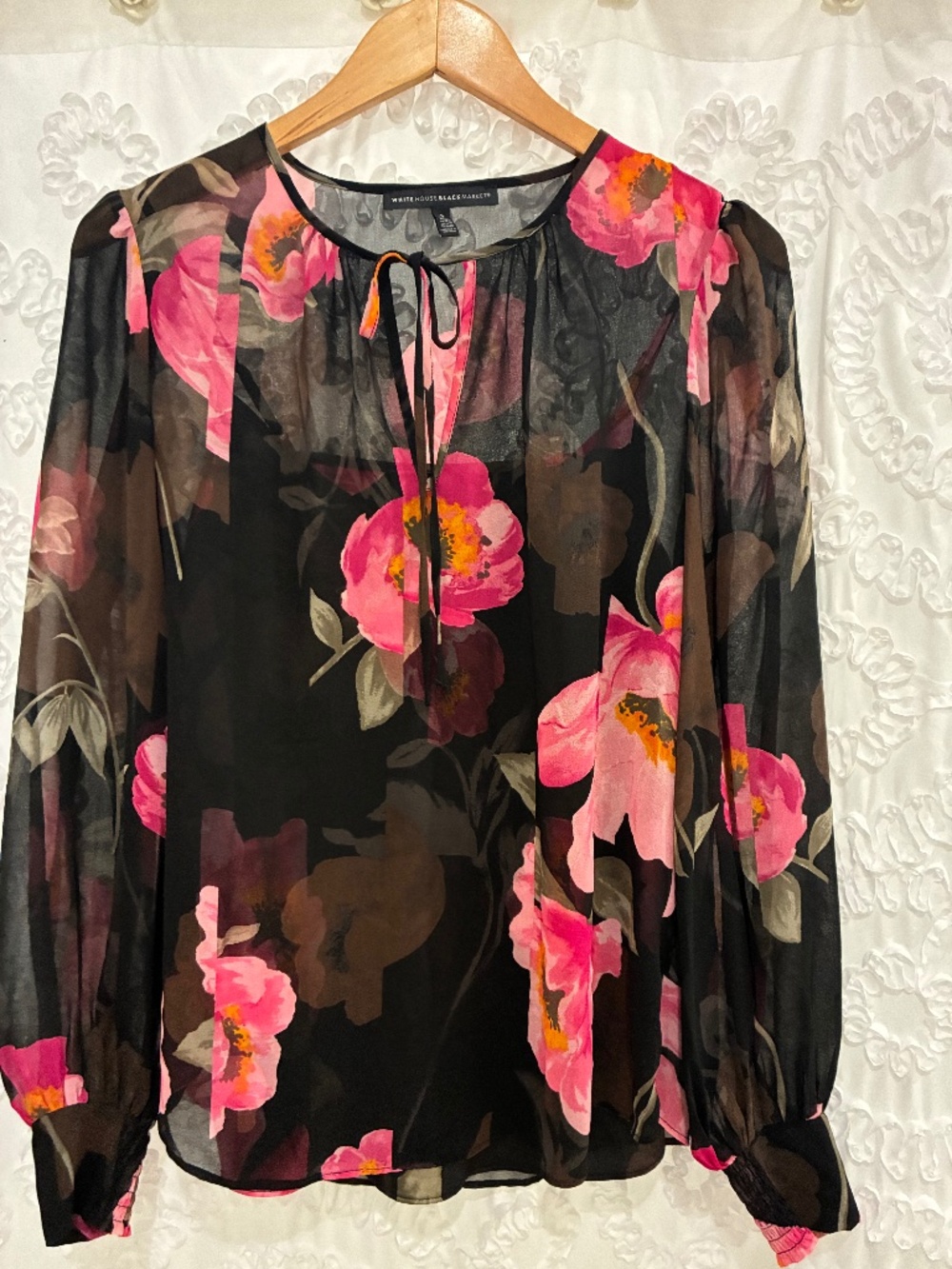 WHBM sheer blouse with shell